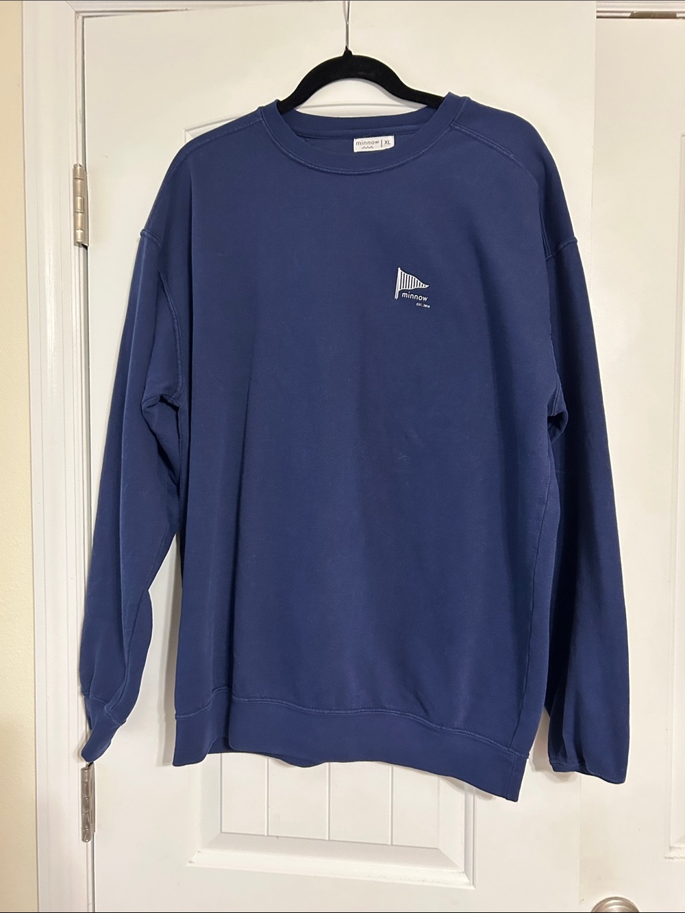 Minnow Navy Crewneck Sweater with Small Chest Logo